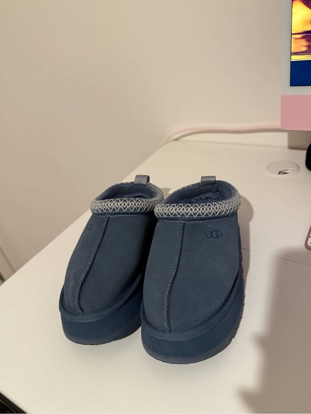UGG Kids Navy Blue Suede Slip-On Clog